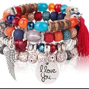 Colorful wing “I love You” bracelet